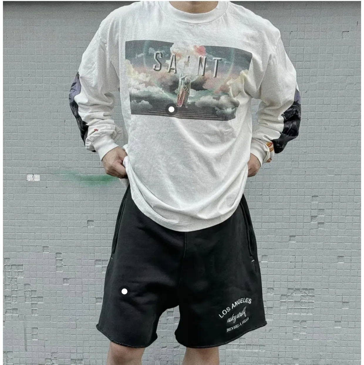 #SA70 SAINT pure cotton long-sleeved T P156 Color: White Size: S-XL